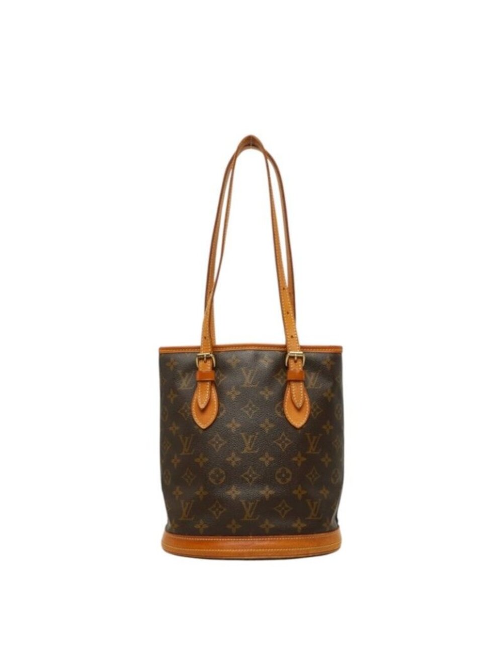 Louis Vuitton Monogram Bucket PM Shoulder Bag Brown Leather